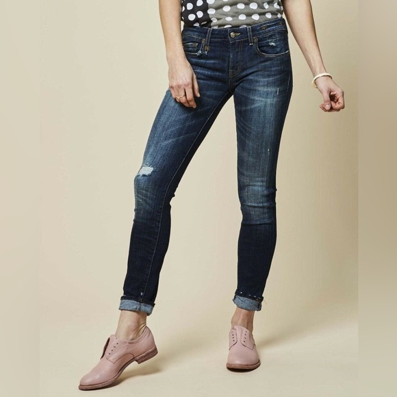 R13 Kate Skinny In Seattle Vintage Rip Wash‎ Size 25